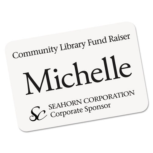 Ecofriendly Adhesive Name Badge Labels, 3.38 X 2.33, White, 80-pack