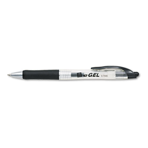 Egel Retractable Gel Pen, Medium 0.7mm, Black Ink, Black Barrel