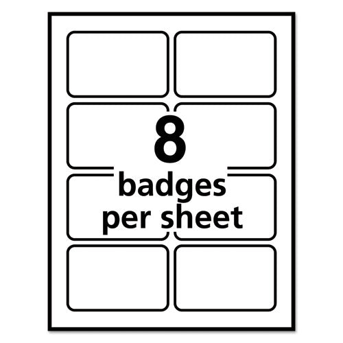 Flexible Adhesive Name Badge Labels, 3.38 X 2.33, White-red Border, 400-box
