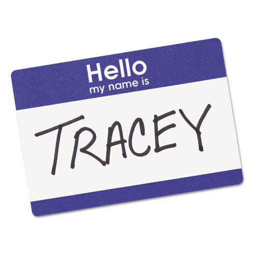 Printable Adhesive Name Badges, 3.38 X 2.33, Blue "hello", 100-pack