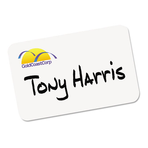 Printable Adhesive Name Badges, 3.38 X 2.33, White, 100-pack