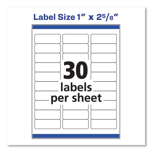 Easy Peel White Address Labels W- Sure Feed Technology, Laser Printers, 1 X 2.63, White, 30-sheet, 25 Sheets-pack