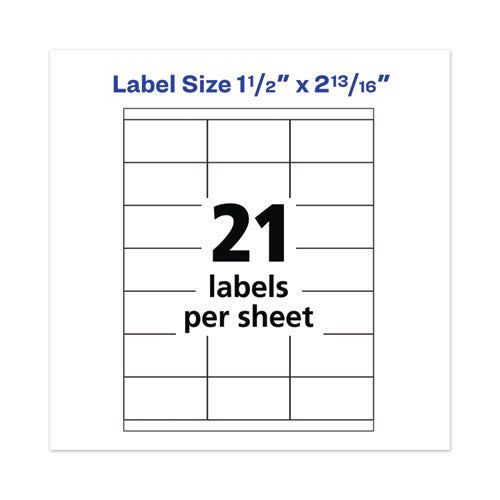 Copier Mailing Labels, Copiers, 1.5 X 2.81, White, 21-sheet, 100 Sheets-box