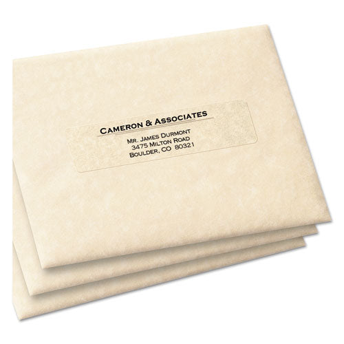 Matte Clear Easy Peel Mailing Labels W- Sure Feed Technology, Laser Printers, 1 X 4, Clear, 20-sheet, 50 Sheets-box
