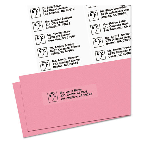 Matte Clear Easy Peel Mailing Labels W- Sure Feed Technology, Laser Printers, 1 X 4, Clear, 20-sheet, 50 Sheets-box