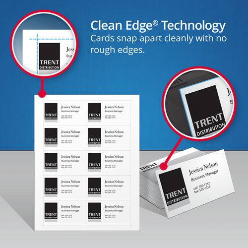 Clean Edge Business Card Value Pack, Laser, 2 X 3 1-2, White, 2000-box