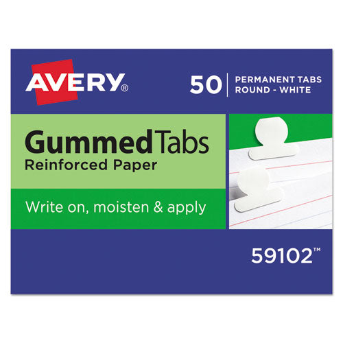 Gummed Reinforced Index Tabs, 1-12-cut Tabs, White, 0.5" Wide, 50-pack