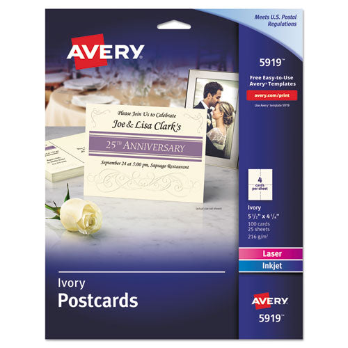 Postcards For Inkjet-laser Printers, 4 1-4 X 5 1-2, Ivory, 4-sheet, 100-box