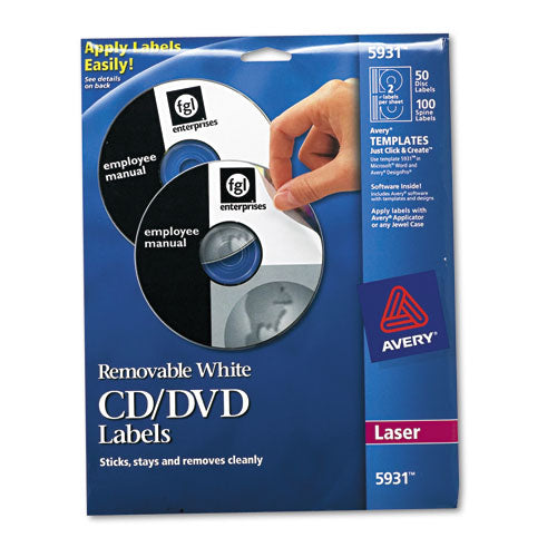 Laser Cd Labels, Matte White, 50-pack