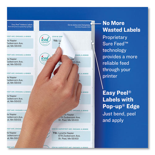 Easy Peel White Address Labels W- Sure Feed Technology, Laser Printers, 1 X 4, White, 20-sheet, 250 Sheets-box