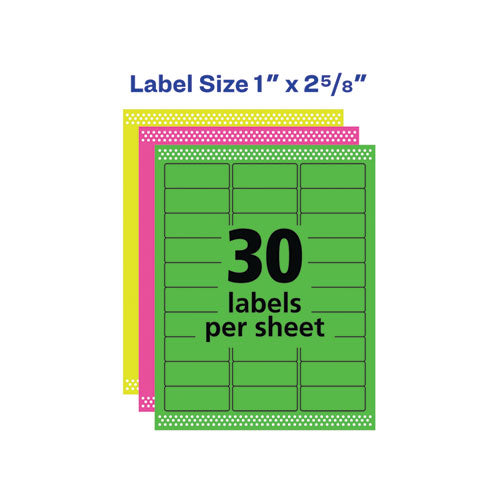 High-visibility Permanent Laser Id Labels, 1 X 2 5-8, Asst. Neon, 450-pack
