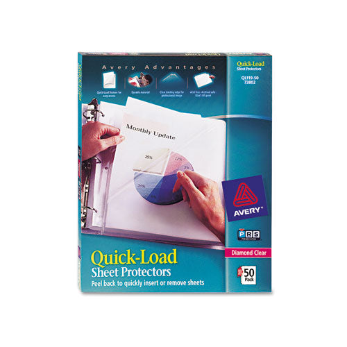 Quick Top & Side Loading Sheet Protectors, Letter, Diamond Clear, 50-box