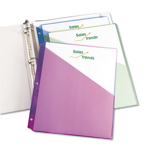 Binder Pockets, 3-hole Punched, 9 1-4 X 11, Assorted Colors, 5-pack