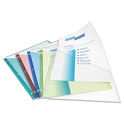 Binder Pockets, 3-hole Punched, 9 1-4 X 11, Assorted Colors, 5-pack