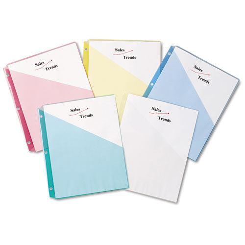 Binder Pockets, 3-hole Punched, 9 1-4 X 11, Assorted Colors, 5-pack