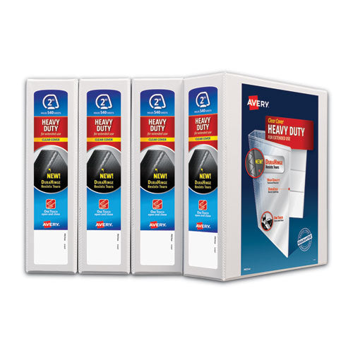 Heavy-duty Non Stick View Binder With Durahinge And Slant Rings, 3 Rings, 2" Capacity, 11 X 8.5, White, 4-pack