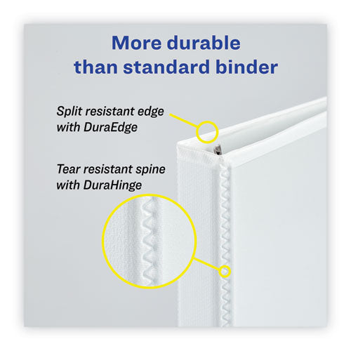 Heavy-duty Non Stick View Binder With Durahinge And Slant Rings, 3 Rings, 4" Capacity, 11 X 8.5, White, 2-pack