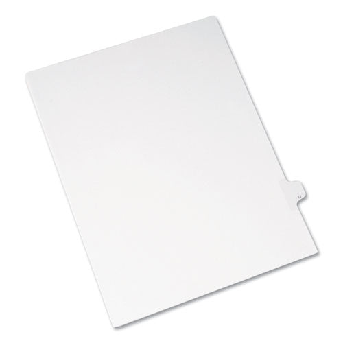 Preprinted Legal Exhibit Side Tab Index Dividers, Allstate Style, 26-tab, U, 11 X 8.5, White, 25-pack