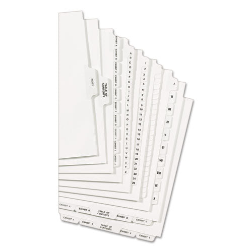 Preprinted Legal Exhibit Side Tab Index Dividers, Allstate Style, 25-tab, 201 To 225, 11 X 8.5, White, 1 Set