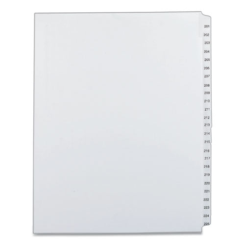 Preprinted Legal Exhibit Side Tab Index Dividers, Allstate Style, 25-tab, 201 To 225, 11 X 8.5, White, 1 Set