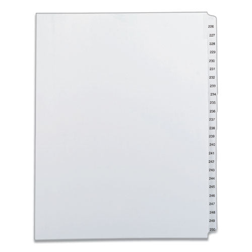 Preprinted Legal Exhibit Side Tab Index Dividers, Allstate Style, 25-tab, 226 To 250, 11 X 8.5, White, 1 Set