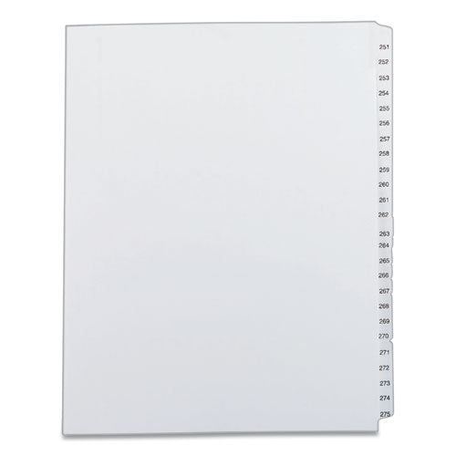 Preprinted Legal Exhibit Side Tab Index Dividers, Allstate Style, 25-tab, 251 To 275, 11 X 8.5, White, 1 Set