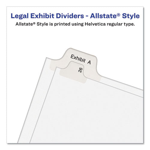 Preprinted Legal Exhibit Side Tab Index Dividers, Allstate Style, 10-tab, 9, 11 X 8.5, White, 25-pack