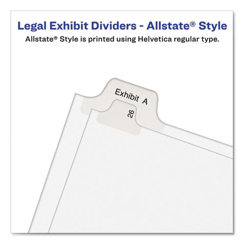 Preprinted Legal Exhibit Side Tab Index Dividers, Allstate Style, 10-tab, 10, 11 X 8.5, White, 25-pack