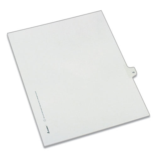 Preprinted Legal Exhibit Side Tab Index Dividers, Allstate Style, 10-tab, 10, 11 X 8.5, White, 25-pack
