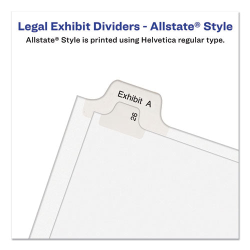 Preprinted Legal Exhibit Side Tab Index Dividers, Allstate Style, 10-tab, 14, 11 X 8.5, White, 25-pack