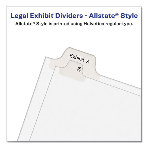 Preprinted Legal Exhibit Side Tab Index Dividers, Allstate Style, 10-tab, 21, 11 X 8.5, White, 25-pack
