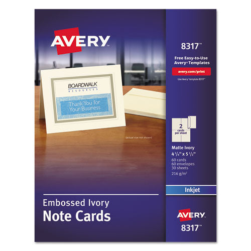 Note Cards For Inkjet Printers, 4 1-4 X 5 1-2, Matte White, 60-pack W-envelopes