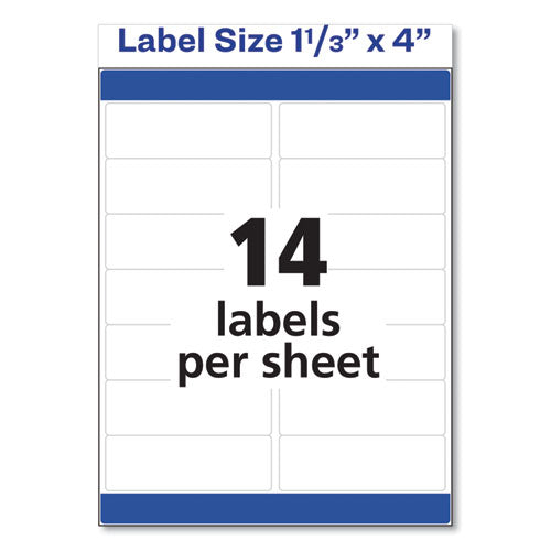 Easy Peel White Address Labels W- Sure Feed Technology, Inkjet Printers, 1.33 X 4, White, 14-sheet, 100 Sheets-box