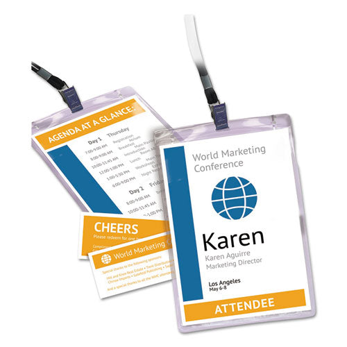 Lanyard-style Badge Holder W-laser-inkjet Inserts, Top Load, 4.25 X 6, We, 75-pk