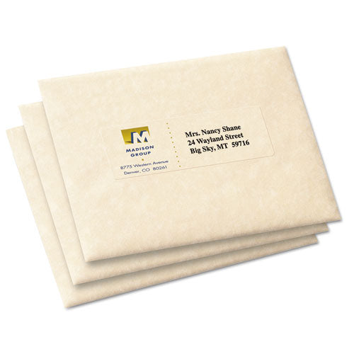 Matte Clear Easy Peel Mailing Labels W- Sure Feed Technology, Inkjet Printers, 1.33 X 4, Clear, 14-sheet, 25 Sheets-pack