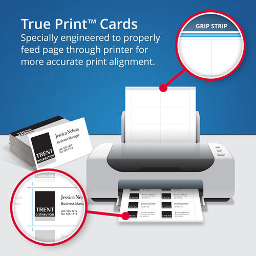 Linen Texture True Print Business Cards, Inkjet, 2 X 3 1-2, Linen White, 200-pk