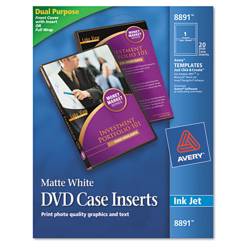 Inkjet Dvd Case Inserts, Matte White, 20-pack