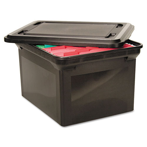File Tote With Lid, Letter-legal Files, 14.13" X 18" X 10.75", Black