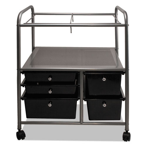 Letter-legal File Cart W-five Storage Drawers, 21.63w X 15.25d X 28.63h, Black