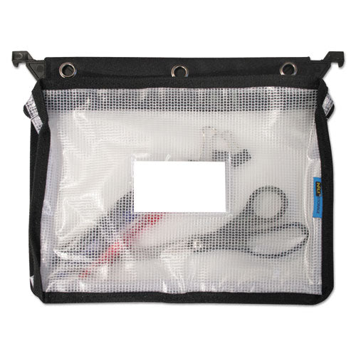 Expanding Zipper Pouch, 13 X 9 1-4, Clear-black