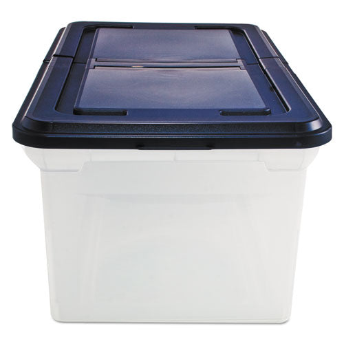Extra-capacity 28" File Tote, Letter Files, 23.25" X 14.25" X 10.63", Clear-navy