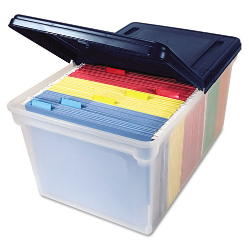 Extra-capacity 28" File Tote, Letter Files, 23.25" X 14.25" X 10.63", Clear-navy