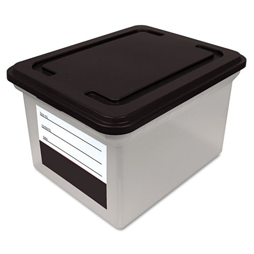 File Tote With Contents Label, Letter-legal Files, 17.75" X 14" X 10.25", Clear-black