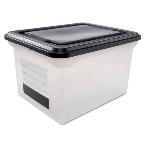 File Tote With Contents Label, Letter-legal Files, 17.75" X 14" X 10.25", Clear-black