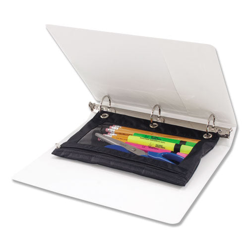 Binder Pencil Pouch, 10 X 7 3-8, Black-clear