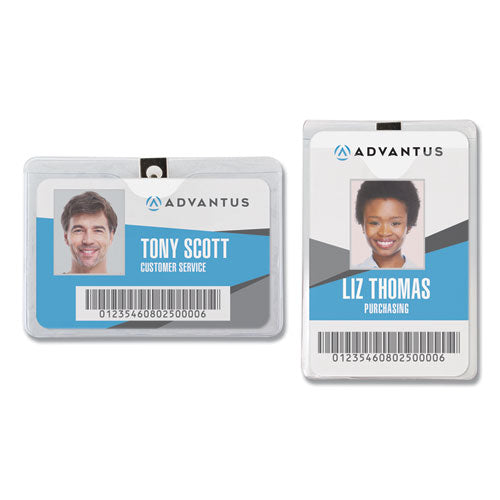 Id Badge Holder W-clip, Vertical, 3.8w X 4.25h, Clear, 50-pack