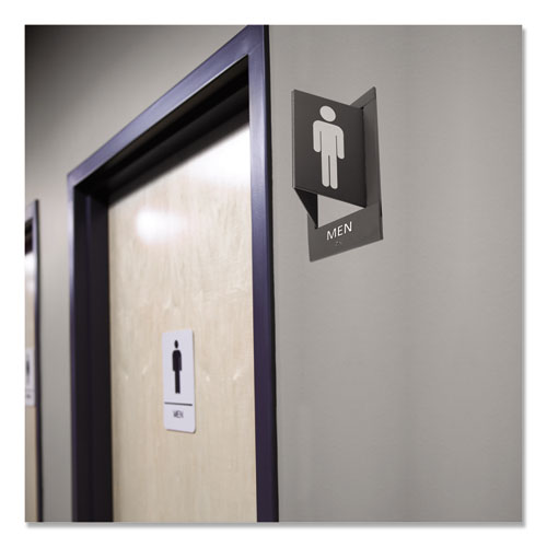 Pop-out Ada Sign, Men, Tactile Symbol-braille, Plastic, 6 X 9, Gray-white