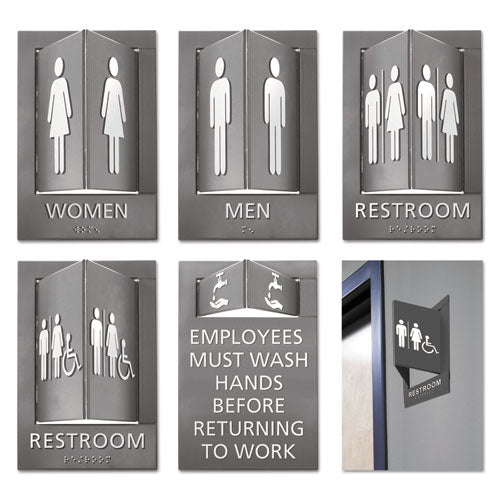 Pop-out Ada Sign, Women, Tactile Symbol-braille, Plastic, 6 X 9, Gray-white