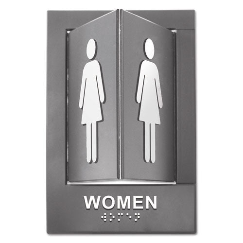 Pop-out Ada Sign, Women, Tactile Symbol-braille, Plastic, 6 X 9, Gray-white