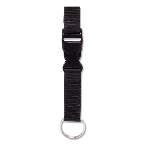 Deluxe Lanyards, Ring Style, 26"-48"" Long, Black, 12-pack